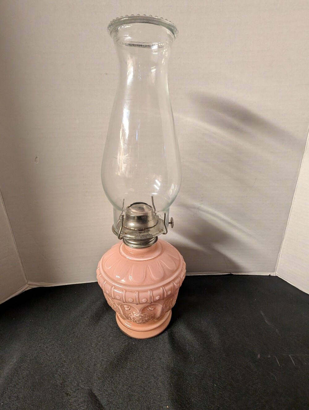 Vintage glass Kaadan Ltd Oil Lamp Pink Roses MCM RARE Regency Art Deco Unique